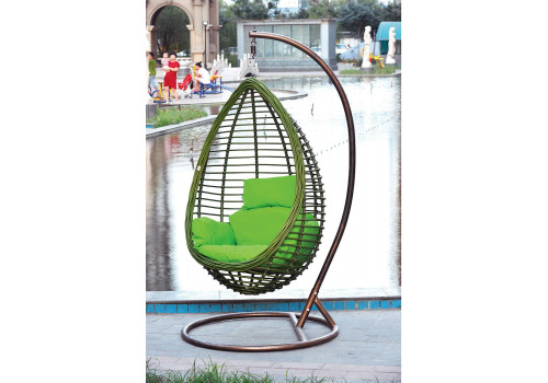 Кресло подвесное MK-3632-GW зеленые подушки 125х100х200 см Коричневый