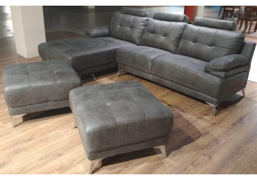 Диван  MK-4710-GRF 3-местный с правой  оттоманкой