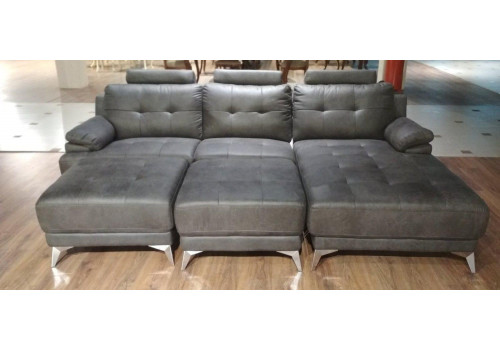 Диван  MK-4709-GRF 3-местный с левой оттоманкой