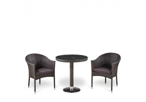 Обеденный комплект плетеной мебели из искусственного ротанга T504/Y350W53 Brown 2Pcs