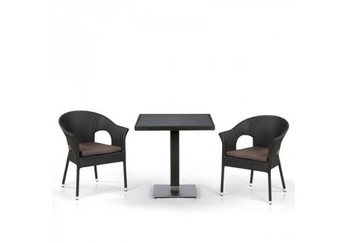 Обеденный комплект плетеной мебели из искусственного ротанга T605SWT/Y350BW51-W53 Brown 2Pcs