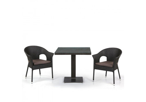 Обеденный комплект плетеной мебели из искусственного ротанга T605SWT/Y290W52-W53 Brown 2Pcs