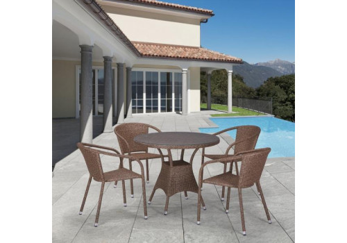 Комплект плетеной мебели T197AT/Y137A-W56  Light Brown 4Pcs