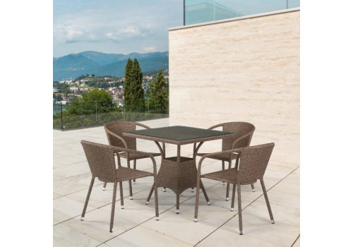 Комплект мебели из иск. ротанга T197BT/Y137C-W56 Light brown (4+1)