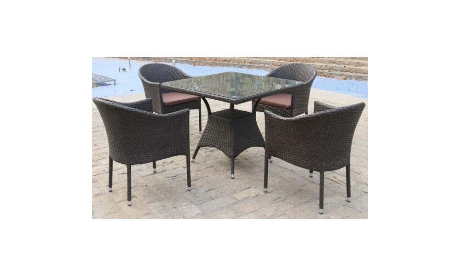 Обеденный комплект плетеной мебели T190B/Y350A-W53 Brown (4+1)