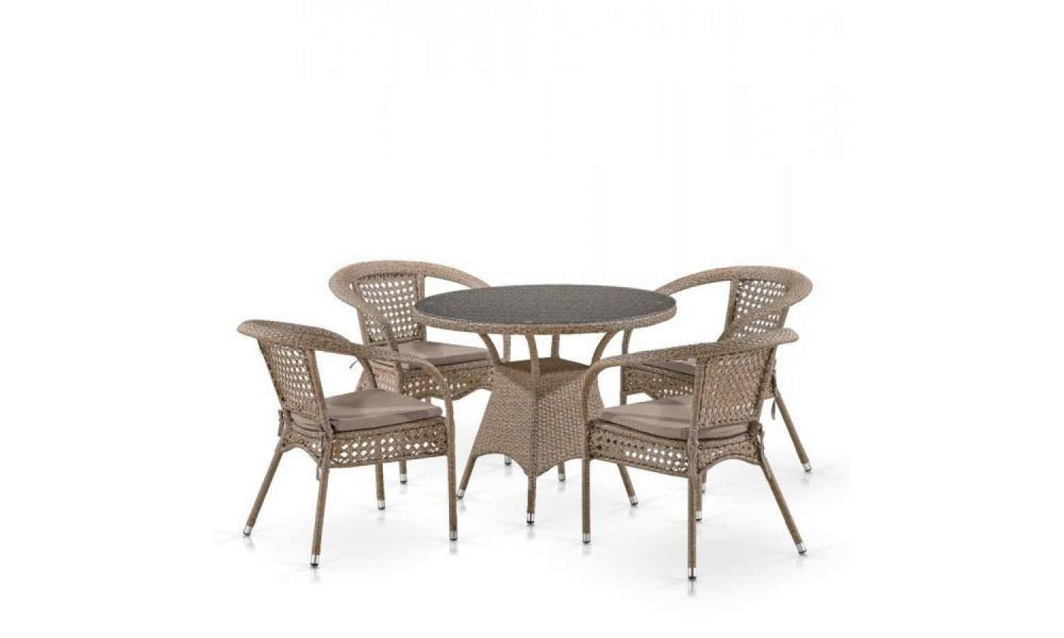 Комплект плетеной мебели Лион-1B T220CT/Y32-W56 Light brown 4Pcs