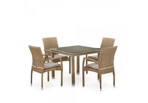 Комплект плетеной мебели T257B/Y379B-W65 Light Brown (4+1)