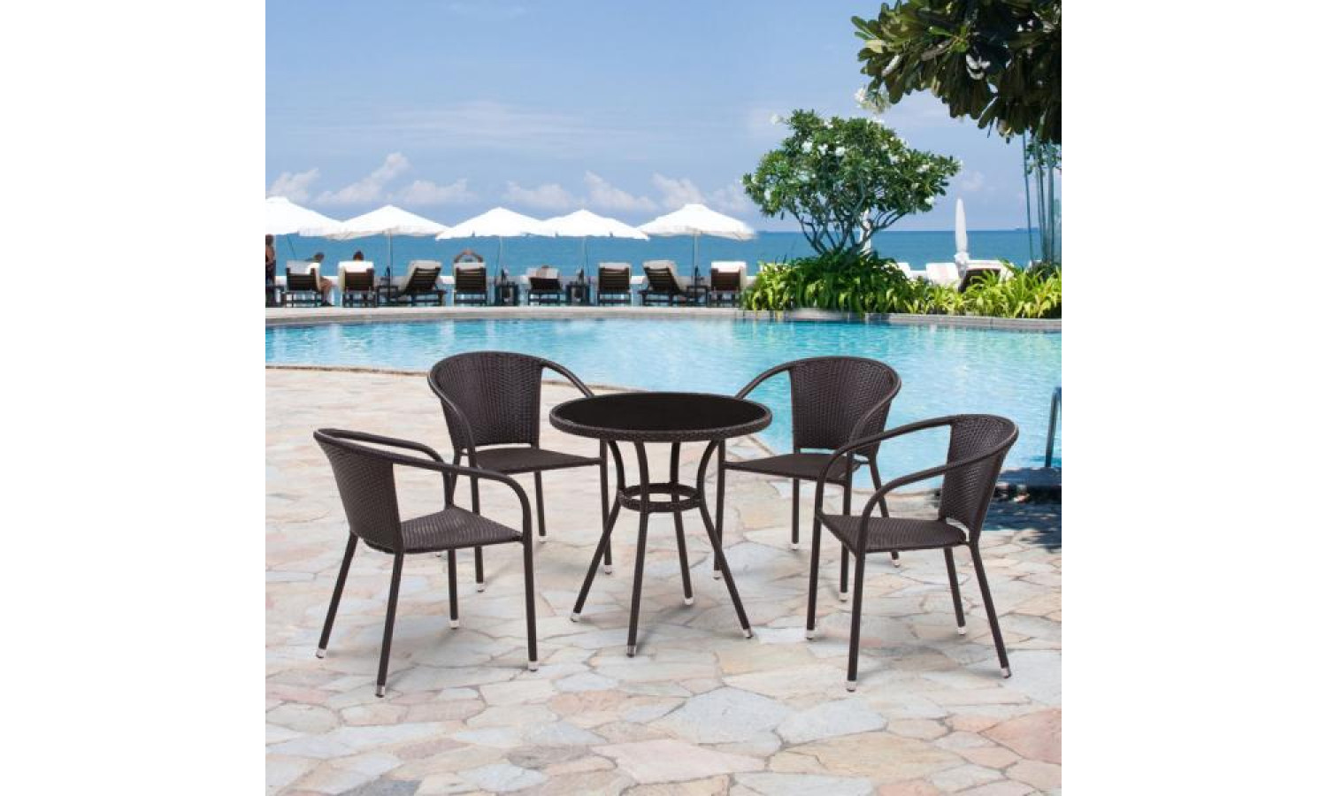 Комплект плетеной мебели T282ANT/Y137C-W53 Brown 4Pcs