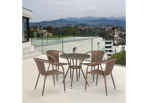 Комплект плетеной мебели T282ANT/Y137C-W56 Light Brown 4Pcs