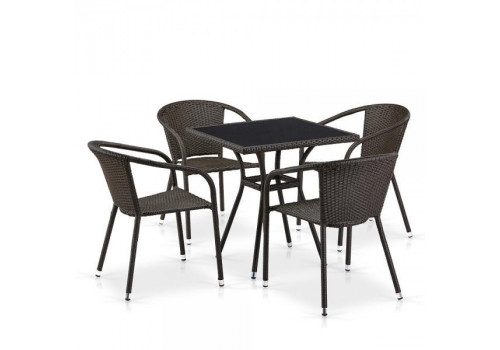 Обеденный комплект плетеной мебели из искусственного ротанга T282BNS/Y137C-W53 Brown 4Pcs