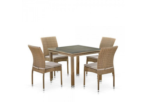 Комплект плетеной мебели T257B/Y380B-W65 Light Brown (4+1)