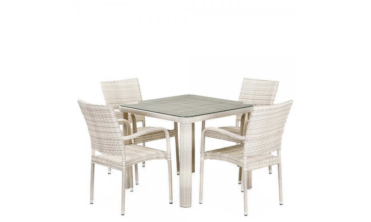 Комплект плетеной мебели T341A/Y376A-W85-90x90 4Pcs Latte