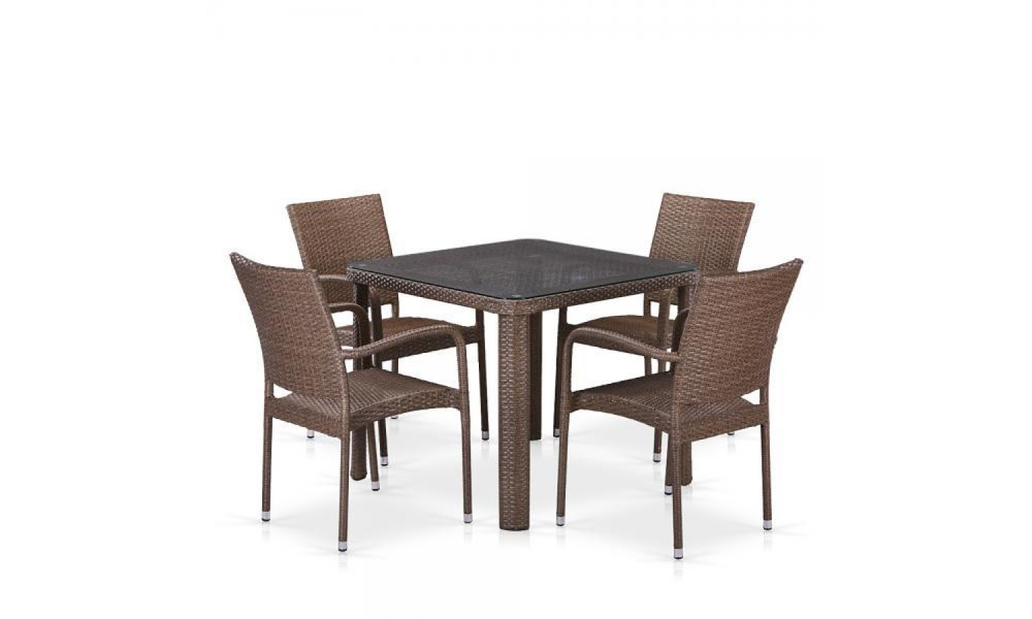 Комплект плетеной мебели T341B/Y376-W773-90x90 4Pcs Brown