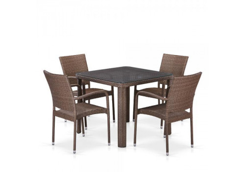Комплект плетеной мебели T341B/Y376-W773-90x90 4Pcs Brown