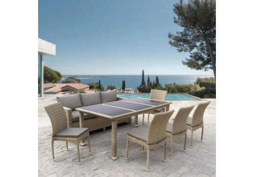 Комплект плетеной мебели T365/S65/Y380B-W65 Light Brown (8+1)