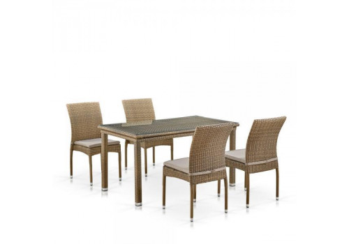 Комплект плетеной мебели T256B/Y380B-W65 Light Brown (4+1)