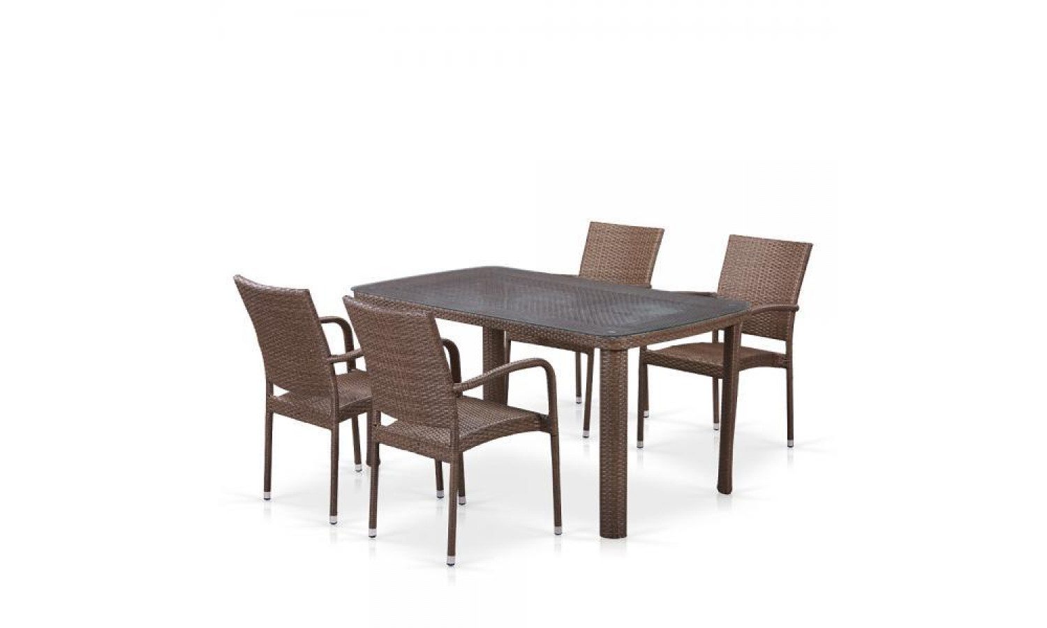 Комплект плетеной мебели T51A/Y376-W773-150x85 4Pcs Brown