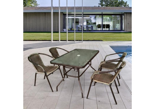 Комплект мебели Николь-3A TLH-037BR2/CDT016-120х70 Brown (4+1)