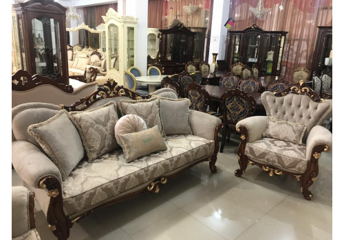 Комплект мягкой мебели ТУГРА TUGRA, орех с золотом