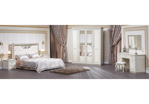 Кровать  Берта, жемчуг 160х200 с мягким изголовьем