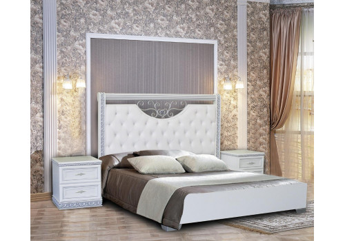 Кровать  Берта, жемчуг 160х200 с мягким изголовьем