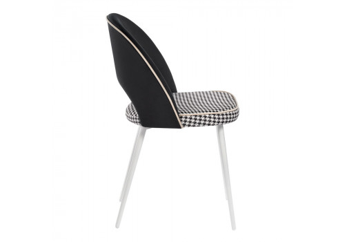 Стул Leo чёрный с жаккардом, с белыми ножками