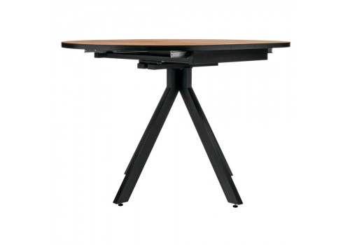 Стол Rudolf круглый раскладной 90-120x90x75см, Дуб Вотан, чёрный