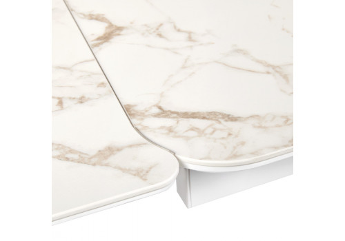 Стол Vito раскладной 120-184x80x75см, керамогранит белый мрамор, белый
