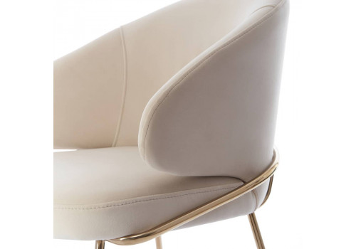 Стул-полукресло Emil кремовый с золотыми ножками