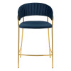 Стул полубарный Turin синий с золотыми ножками
