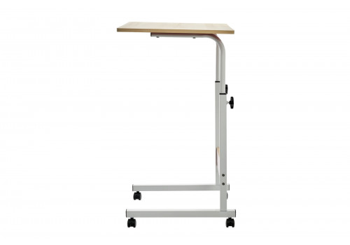 Стол многофункциональный на колесах, 60x40 см, «РОЛЛ», 2 ножки, регул.высота, мдф, металл, св. дерево, белый
