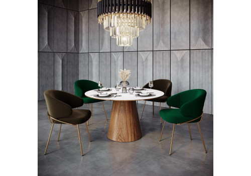 Стул-полукресло Emil латте с золотыми ножками