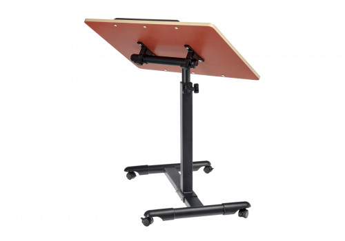 Стол многофункциональный на колёсах, 60x40 см, «РОЛЛИНГ»1 ножка, регул.высота, наклон столешницы, ограничит., мдф, металл, св.дерево, черный