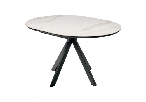 Стол Rudolf круглый раскладной 100-130x100x75см, светлый керамогранит, черный