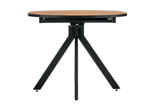 Стол Rudolf круглый раскладной 90-120x90x75см, Дуб Вотан, чёрный