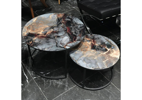 Набор кофейных столиков Tango космический с чёрными ножками, 2шт