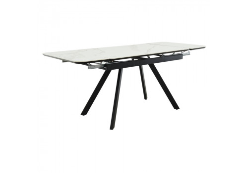 Стол Arthur раскладной 120-184x80x75см, керамогранит белый мрамор Greys White, чёрный