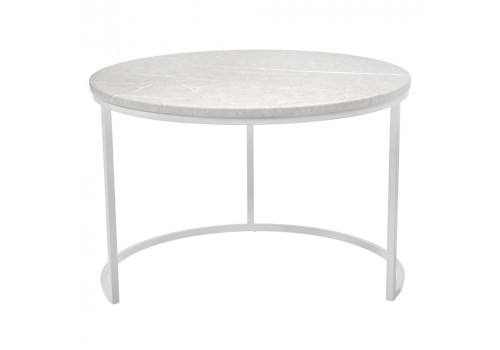 Набор кофейных столиков Tango бежевый мрамор с белыми ножками, 2шт