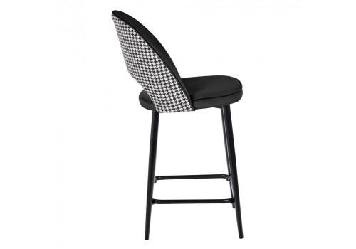 Стул полубарный Leo чёрный с жаккардом, с поворотным механизмом