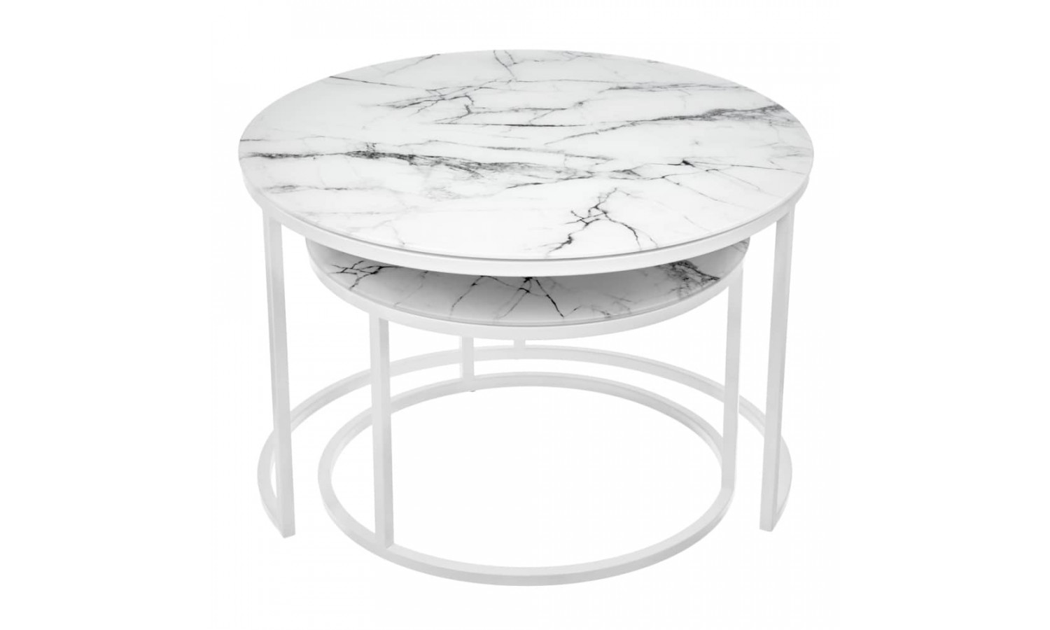Набор кофейных столиков Tango белый мрамор с белыми ножками