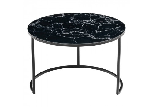 Набор кофейных столиков Tango чёрный мрамор с чёрными ножками, 2шт
