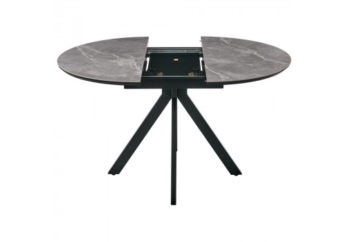 Стол Rudolf круглый раскладной 100-130x100x75см, серый керамогранит, черный