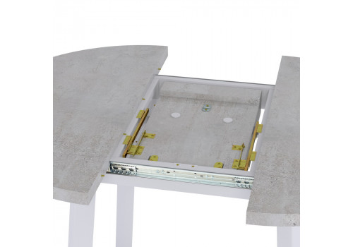 Стол Next круглый раскладной 100-130x100x76,5см, Бетон Лайт, белый