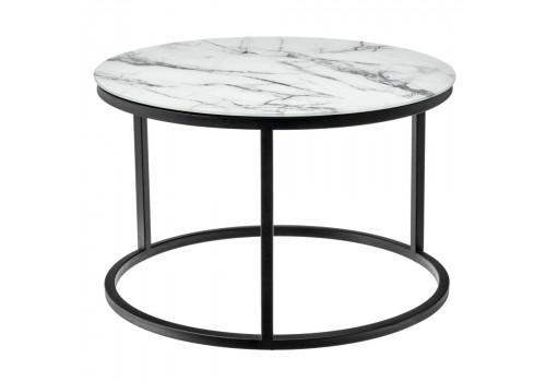 Набор кофейных столиков Tango белый мрамор с черными ножками