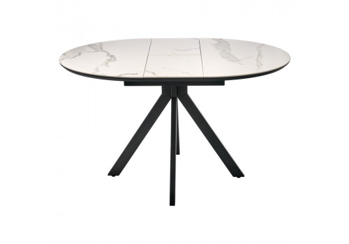 Стол Rudolf круглый раскладной 100-130x100x75см, светлый керамогранит, черный