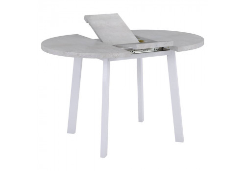 Стол Next круглый раскладной 90-120x90x76,5см, Бетон Лайт, белый