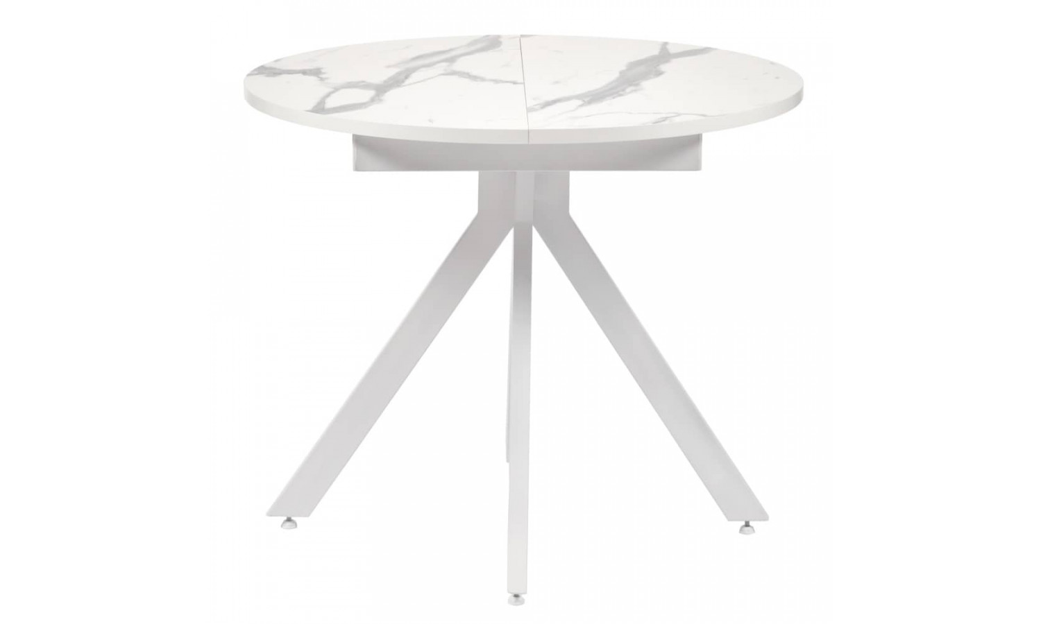 Стол Rudolf круглый раскладной 90-120x90x75см, белый мрамор, белый