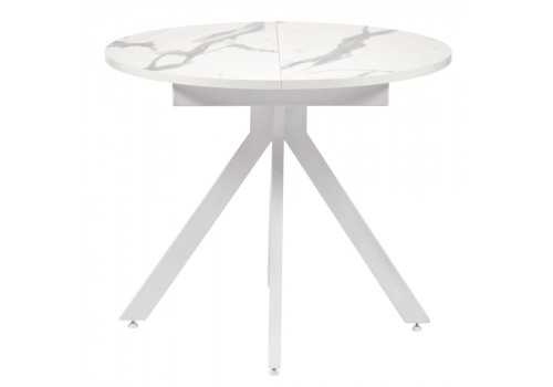 Стол Rudolf круглый раскладной 90-120x90x75см, белый мрамор, белый