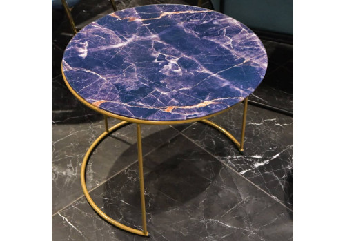 Набор кофейных столиков Tango темно-синий с ножками матовое золото, 2шт