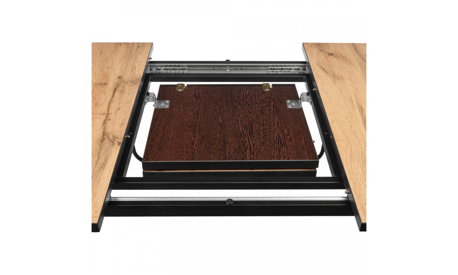 Стол Dublin раскладной 120-160х80х75 Дуб Вотан, чёрные ножки